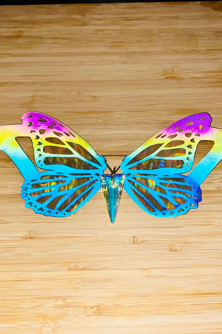 METAMORPH BUTTERFLY CHOKER - Black Rainbow Reflective / Holographic Gold