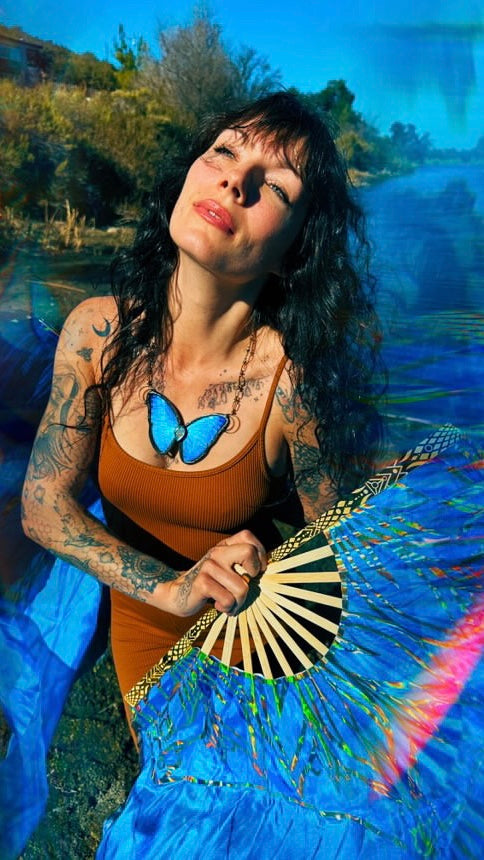 Blue Morpho 🦋 - Silk Veil Fans