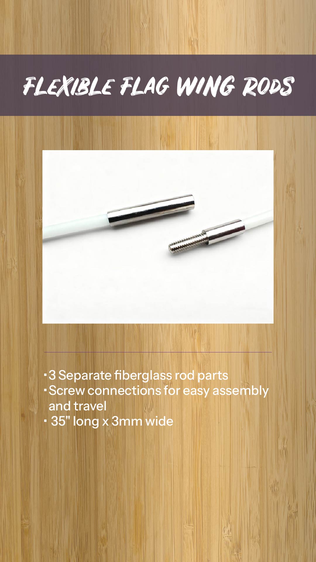 Flexible Collapsable Flag Wing Veil Rod Set