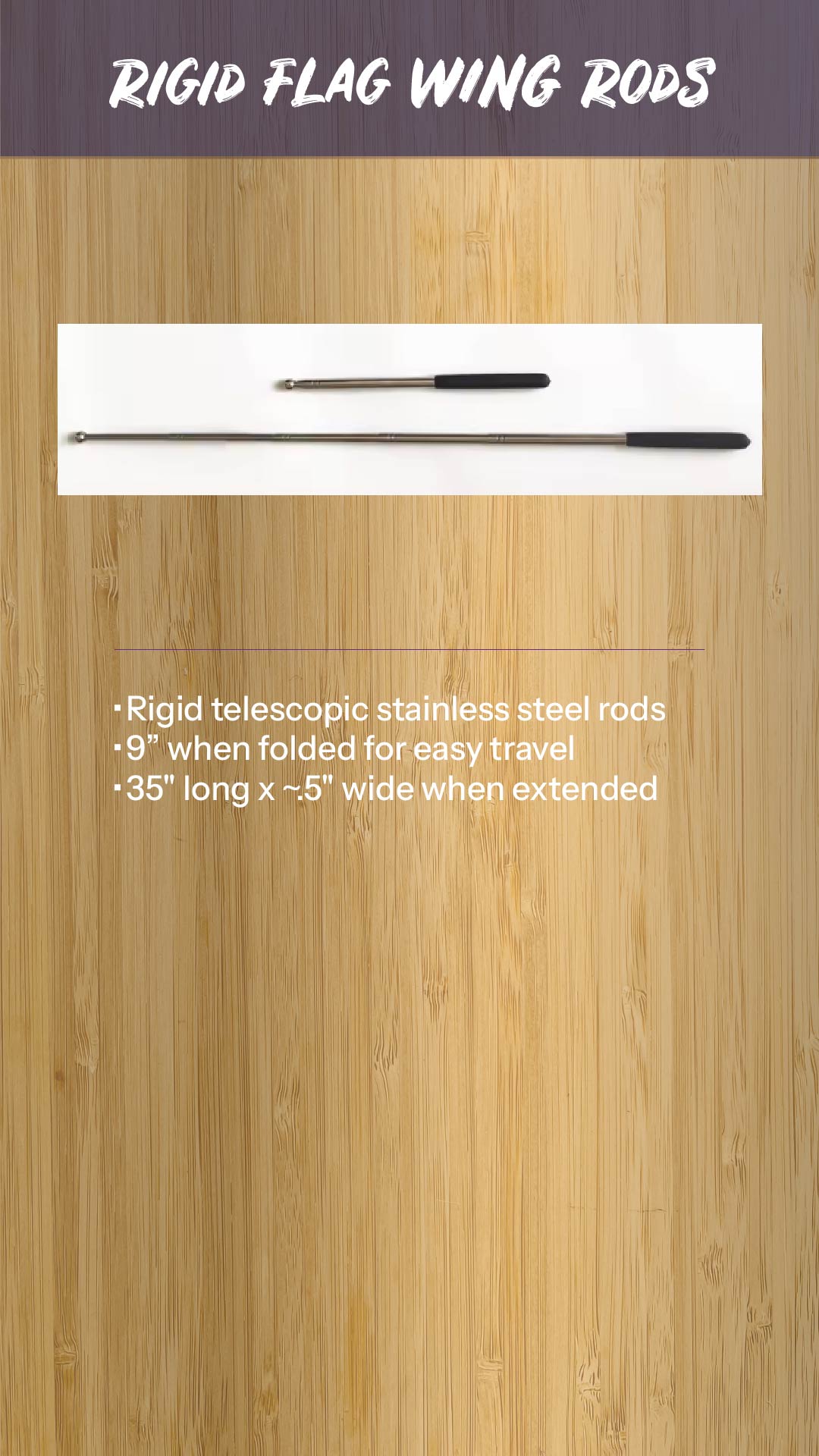 Rigid Telescopic Flag Wing Veil Rod Set