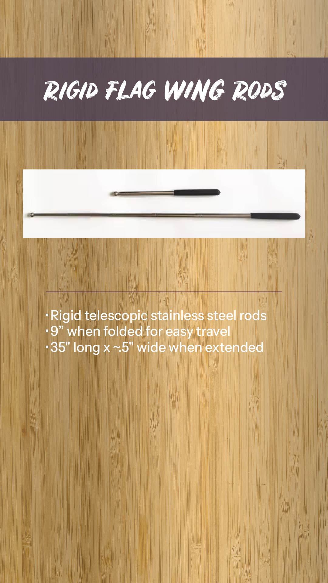 Rigid Telescopic Flag Wing Veil Rod Set