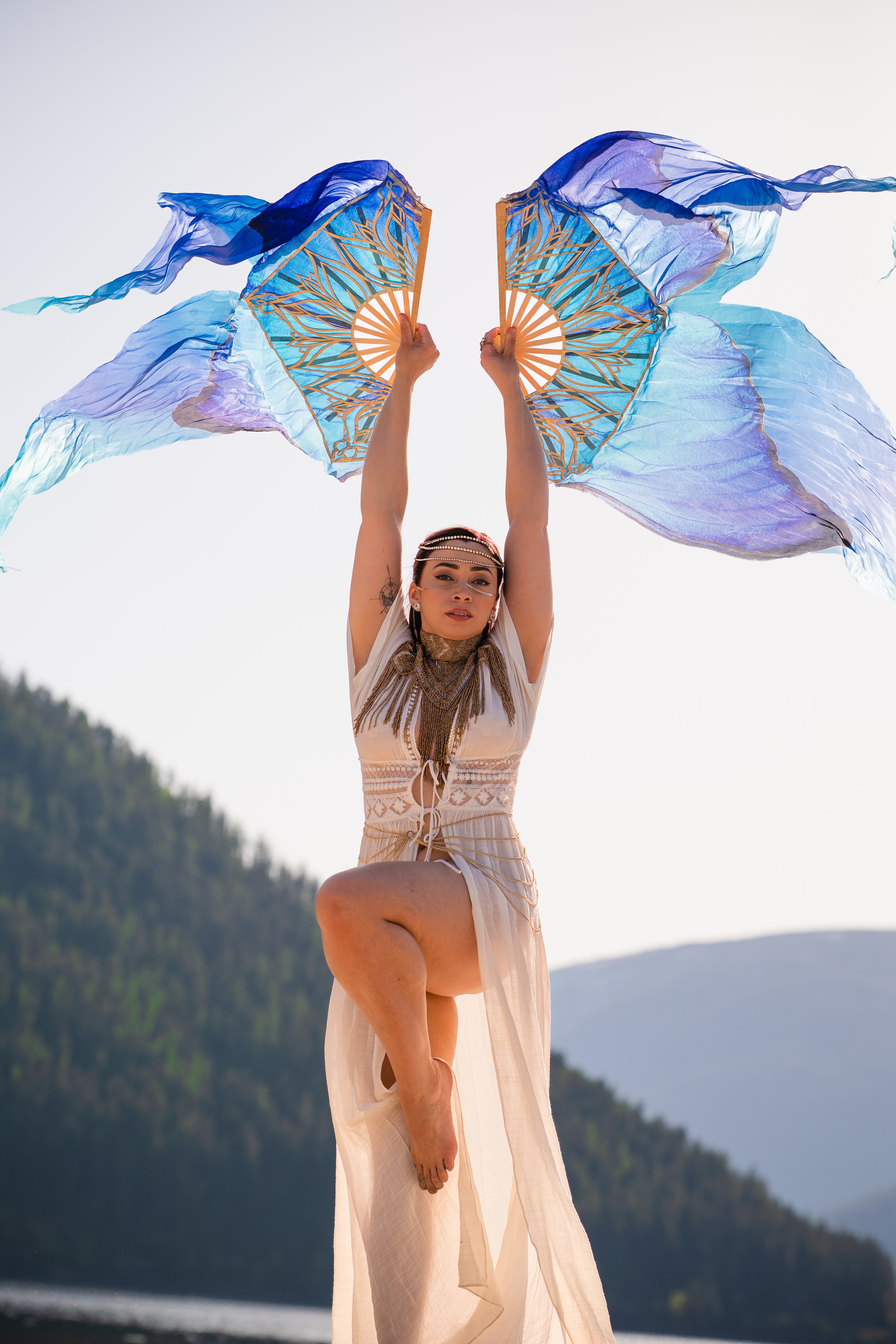 Blue Morpho 🦋 - Silk Veil Fans