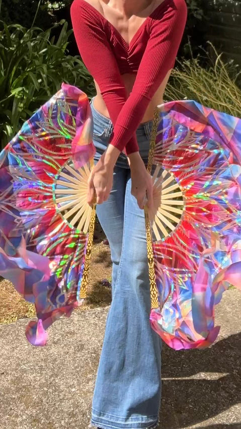 Geo Lotus - Lux Silk Fan Set 44" x 38"