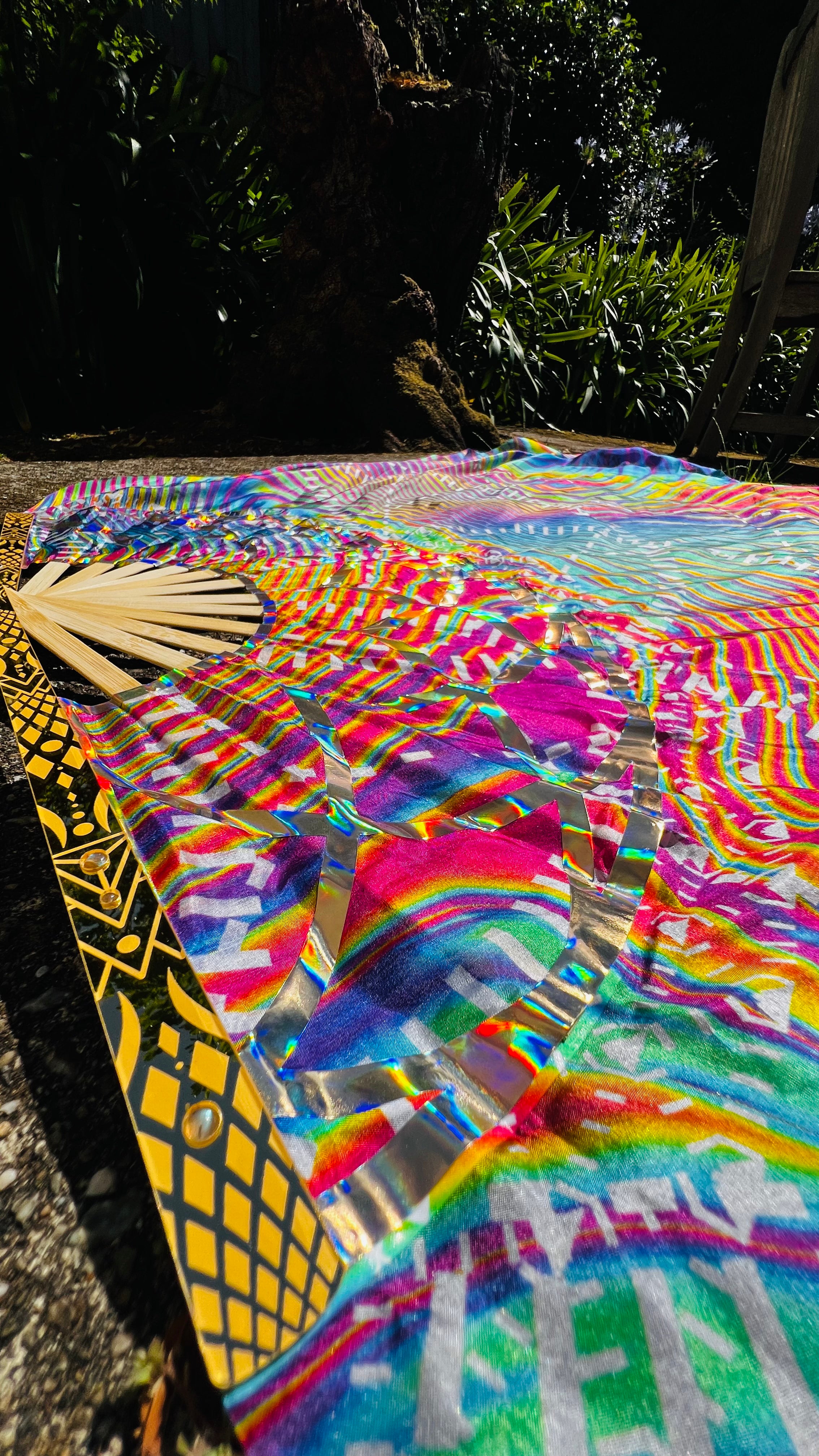 Neon Wave -  Lux Silk Fan Set 48" x 48" (Partial UV)