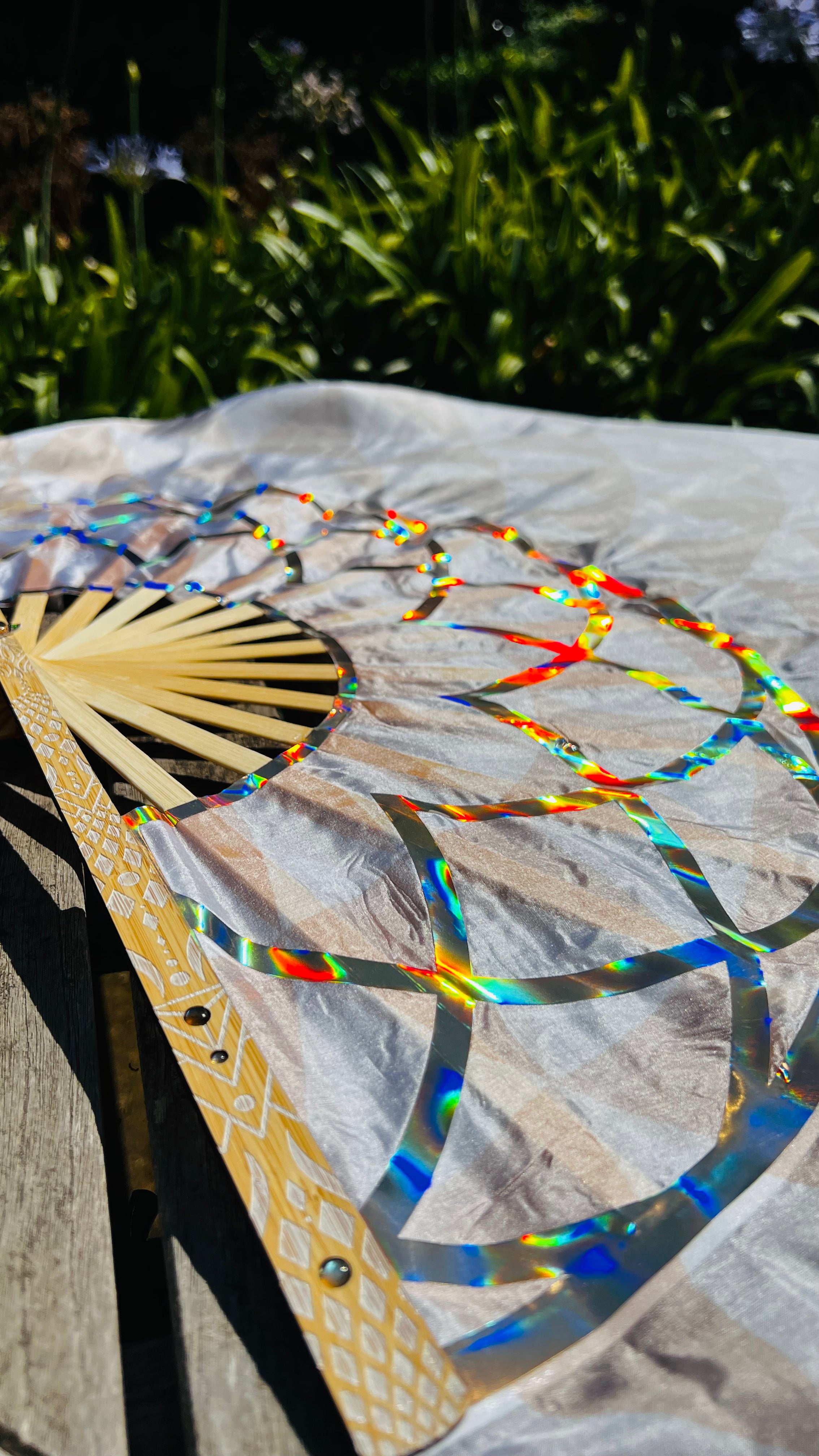 Geo Torus (White/Terracotta) - Lux Silk Fan Set 48" x 48" (Partial UV)